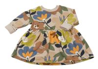 Světlehnědé květované teplákové šaty Next