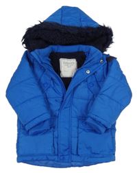 Modrá šusťáková zimní bunda s kapucí Mothercare