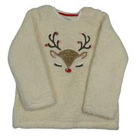 Krémová huňatá mikina se sobem Primark