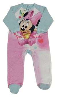 Nové - Světlemodro-růžový fleecový overal s Minnie Disney