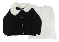 2set - Černá propínací mikina s límcem + bílé triko Kiki&Koko