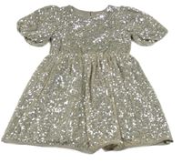 Stříbrné flitrové slavnostní šaty H&M