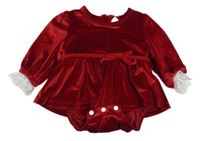 Červené sametové šaty s všitým body Shein