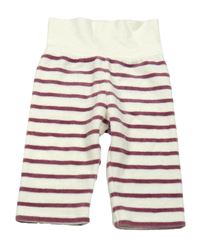 Smetanovo-vínové pruhované sametové tepláky Steiff