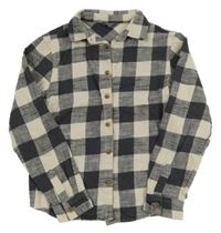 Béžovo-antracitová kostkovaná košilová bunda Primark