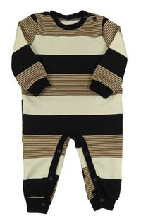 Hnědo-krémovo-černý pruhovaný overal Shein