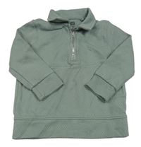 Zelenošedá vzorovaná polo mikina F&F