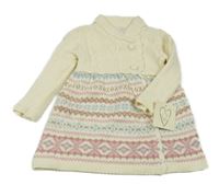 Nové - Krémové svetrové šaty se vzorem