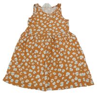 Medové vzorované bavlněné šaty H&M