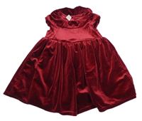 Vínové sametové šaty s límečkem H&M