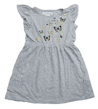 Šedé melírované šaty s motýlky H&M
