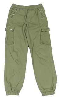 Khaki plátěné cuff cargo kalhoty River Island