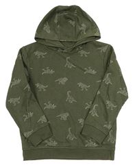Khaki vzorovaná mikina s dinosaury a kapucí Topolino