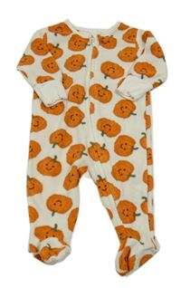 Smetanovo-oranžový fleecový overal s dýněmi Matalan