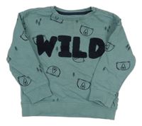 Zelenomodrá mikina s medvědy a nápisem Mothercare