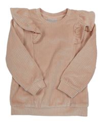 Nové - světlerůžová sametová žebrovaná mikina s volánky Pep&Co