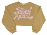 Hnědá crop mikina s nápisem H&M