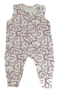 Bílo-fialové laclové tepláky s písmenky 