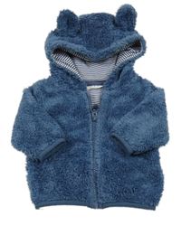 Tmavomodrá chlupatá propínací mikina s kapucí Next