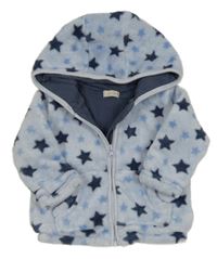Modrá chlupatá podšitá mikina s hvězdičkami a kapucí bhs