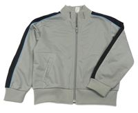 Šedá sportovní propínací mikina s černým pruhem Decathlon