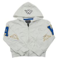 Bílá crop propínací mikina s logem a kapucí Kappa