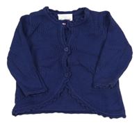 Tmavomodrý perforovaný propínací lehký svetr Topomini