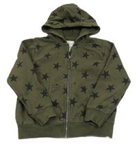 Khaki propínací mikina s hvězdičkami a kapucí Next