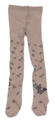 Světlerůžové punčocháče s květinami a Bambim