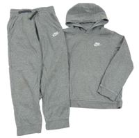 2 set - šedá mikina s logem a kapucí + tepláky Nike