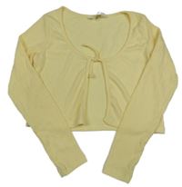 Žluté žebrované úpletové bolerko H&M
