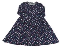 Tmavomodro-růžové květované šaty Name it