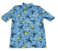 Modré UV tričko s chobotnicemi 