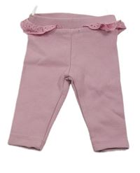 Světlerůžové žebrované legíny s volánky C&A