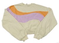 Smetanovo-fialovo-oranžová crop mikina H&M