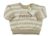 Nové - béžovo-bílá pruhovaná mikina s nápisem Matalan