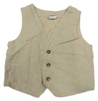Béžová lněná společenská vesta H&M