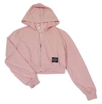 Světlerůžová crop propínací mikina s kapucí shein