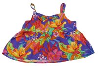 Fialový květovaný crop top Next