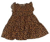 Hnědo-černé šaty s leopardím vzorem Shein