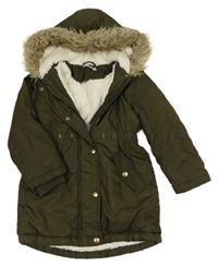 Khaki šusťáková zimní parka s kapucí s kožešinou Bluezoo