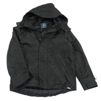 Černá šusťáková zateplená bunda s kapucí No Fear