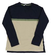Tmavomodro-béžovo-khaki triko M&S