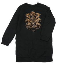 Nové - Černé teplákové šaty s potiskem a kamínky Firetrap