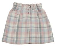 Bílo-šedo-světlemodro-světlerůžová kostkovaná sukně Nutmeg