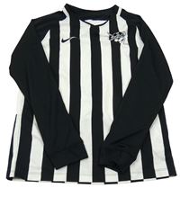 Černo-bílé sportovní triko s pruhy a výšivkou a logem Nike