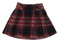 Červeno-tmavomodro-bílá kostkovaná vlněná sukně Tu