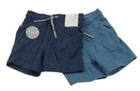 Nové - 2set - 2x modré teplákové kraťasy F&F