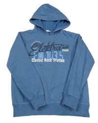 Šedomodrá mikina s nápisy a kapucí Alive