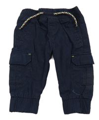 Tmavomodré plátěné cargo cuff kalhoty Denim Co.